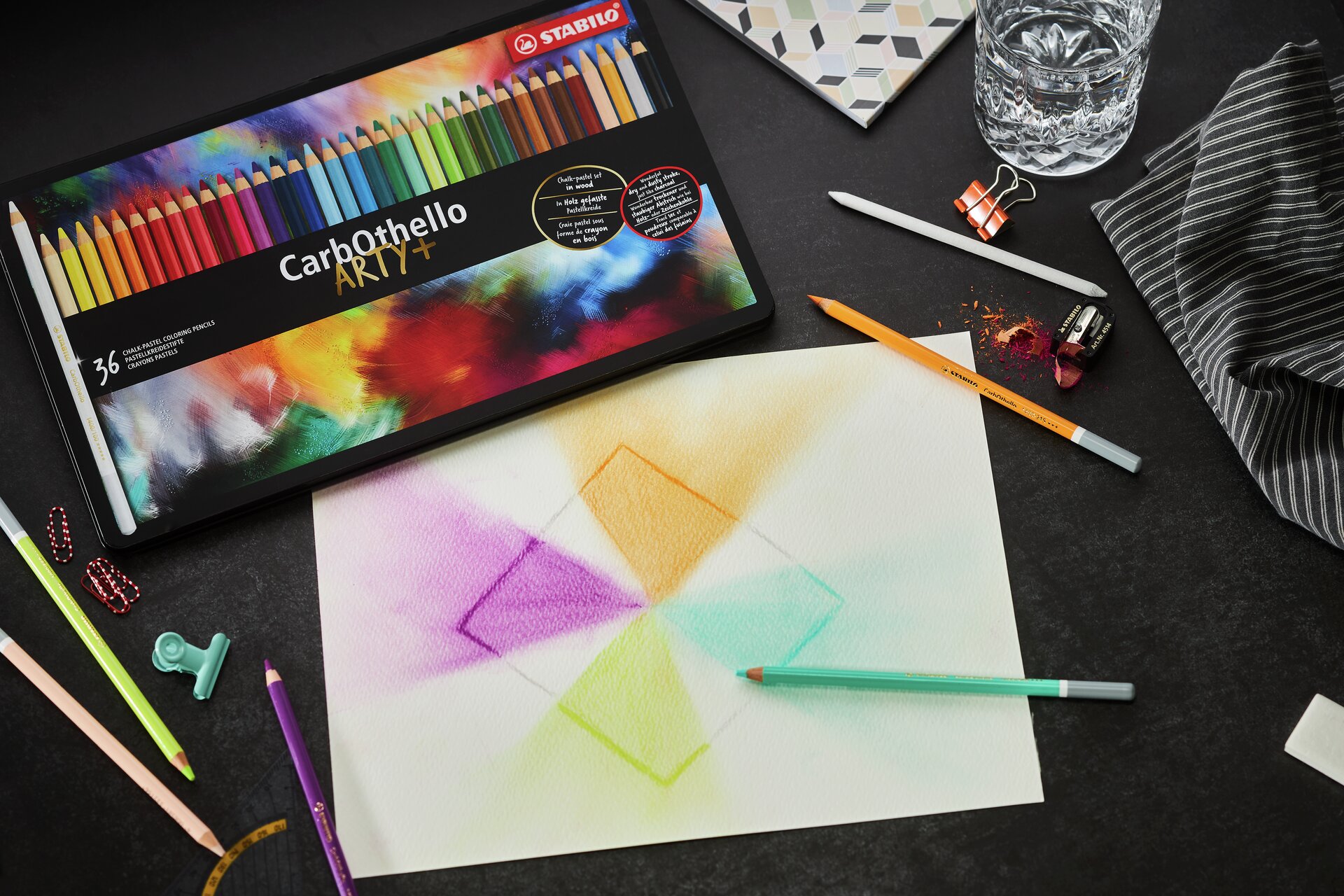 Chalk-pastel pencil STABILO CarbOthello - metal box with 60 colors